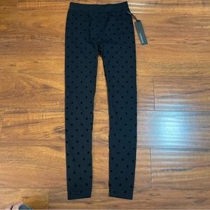 NWT ILANCO BLACK POLKA DOT LONG SPANDEX LEGGINGS SZ S/M